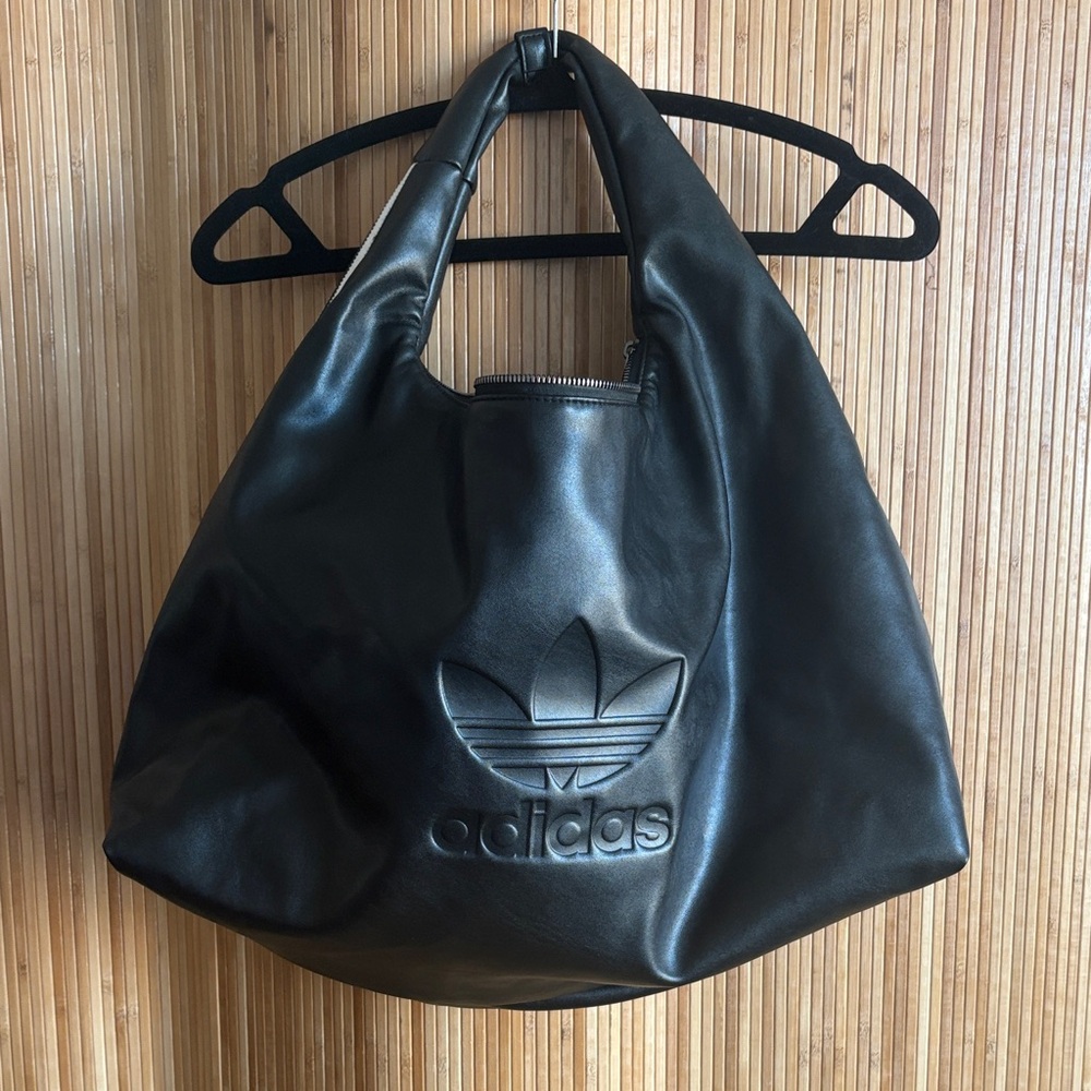 Adidas Black Faux Leather Hobo Bag